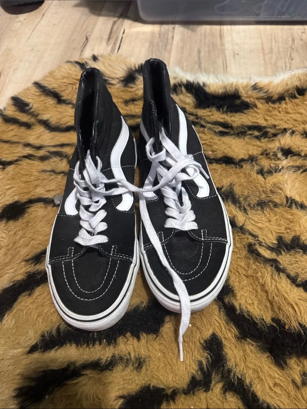 Vans Black and White Sk8-Hi Canvas High-Top Sneakers
